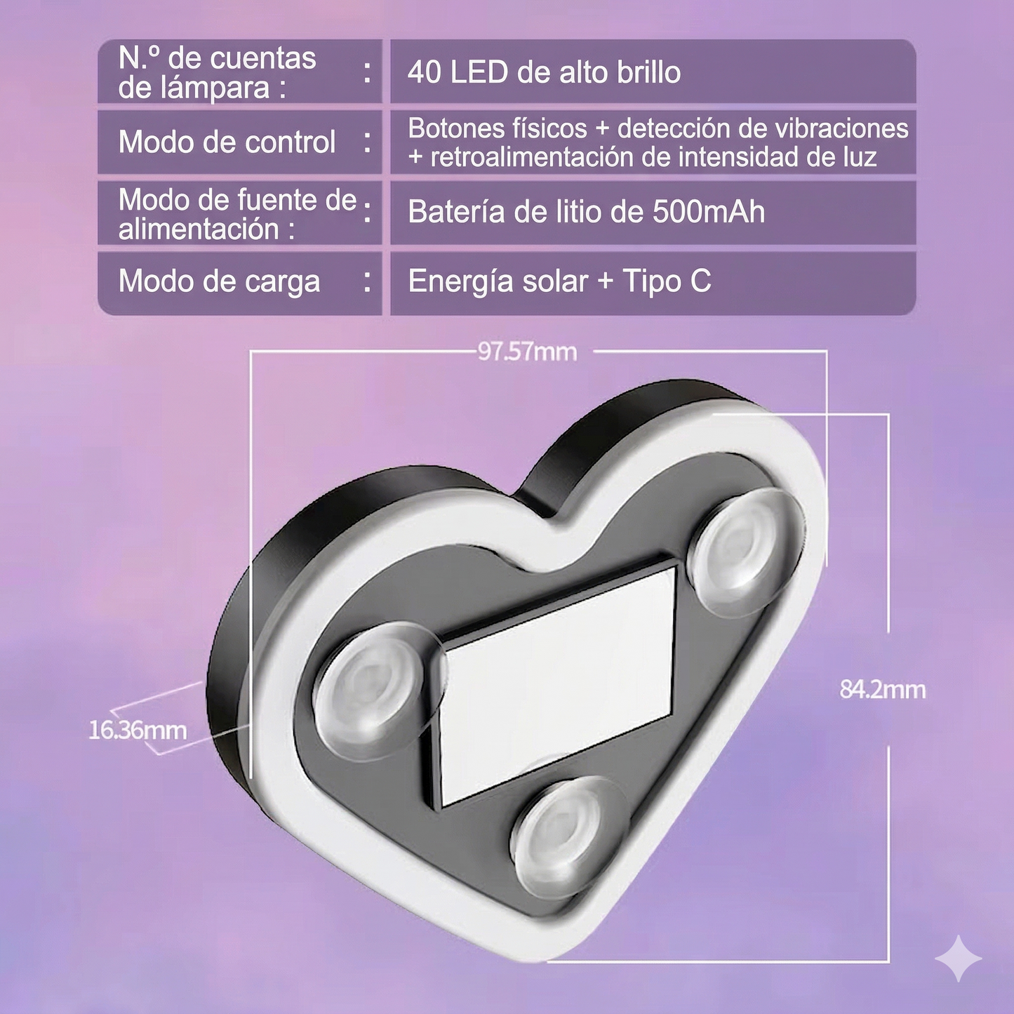 Panel LED Corazón Interactivo  (USB/12V)